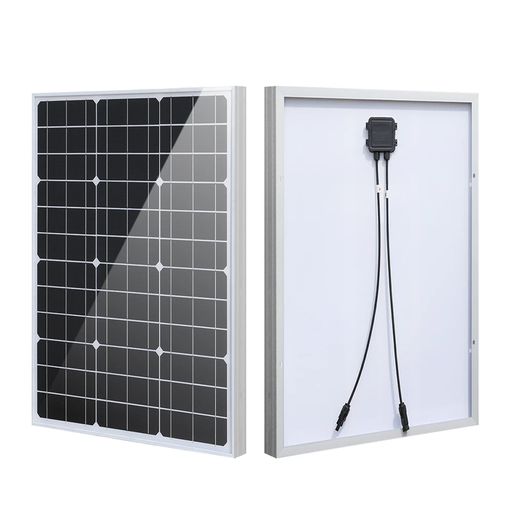 50W Rigid Glass Solar Panel Monocrystalline Cells High-efficiency Power Generation PV System For Home RVs Car Roof Street Lamp