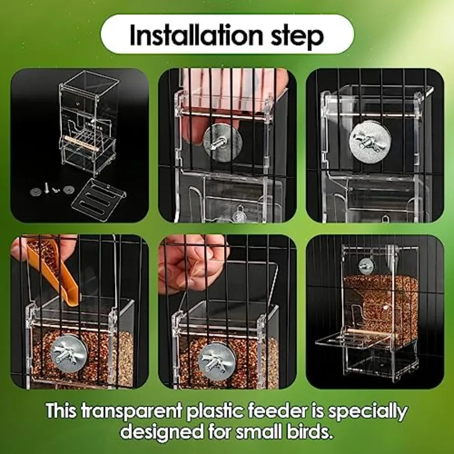 【Spot goods】No Mess Bird Feeder Automatic Thickened Bird Seed Food Container Transparent Acrylic Parrot Food Holder with Stand view 3