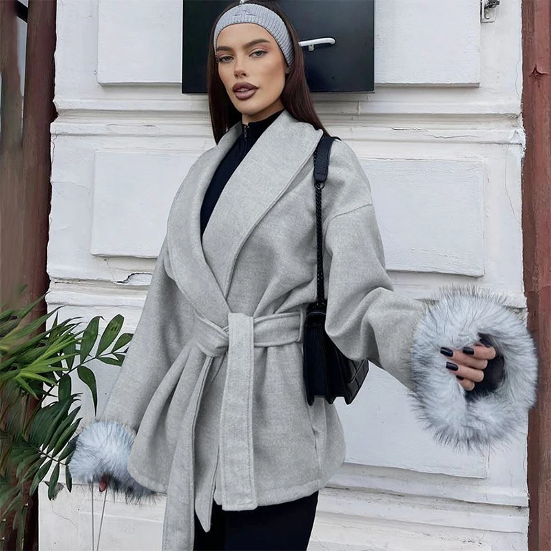 Trendix أنيقة فو الثعلب معطف الفرو للنساء الشتاء أزياء من الدانتل يصل مربوط التفاف سترة الخريف الدافئة الفاخرة ملابس خارجية غير رسمية 2025