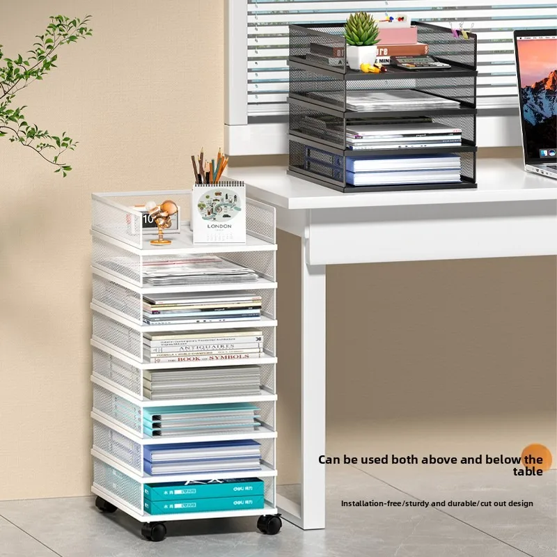 Mobile Shelving Unit– Heavy Duty  Rack,No Installation, Mesh Grid, Wide Desktop, for Home/Office/Kitchen,Space-Saving Storage