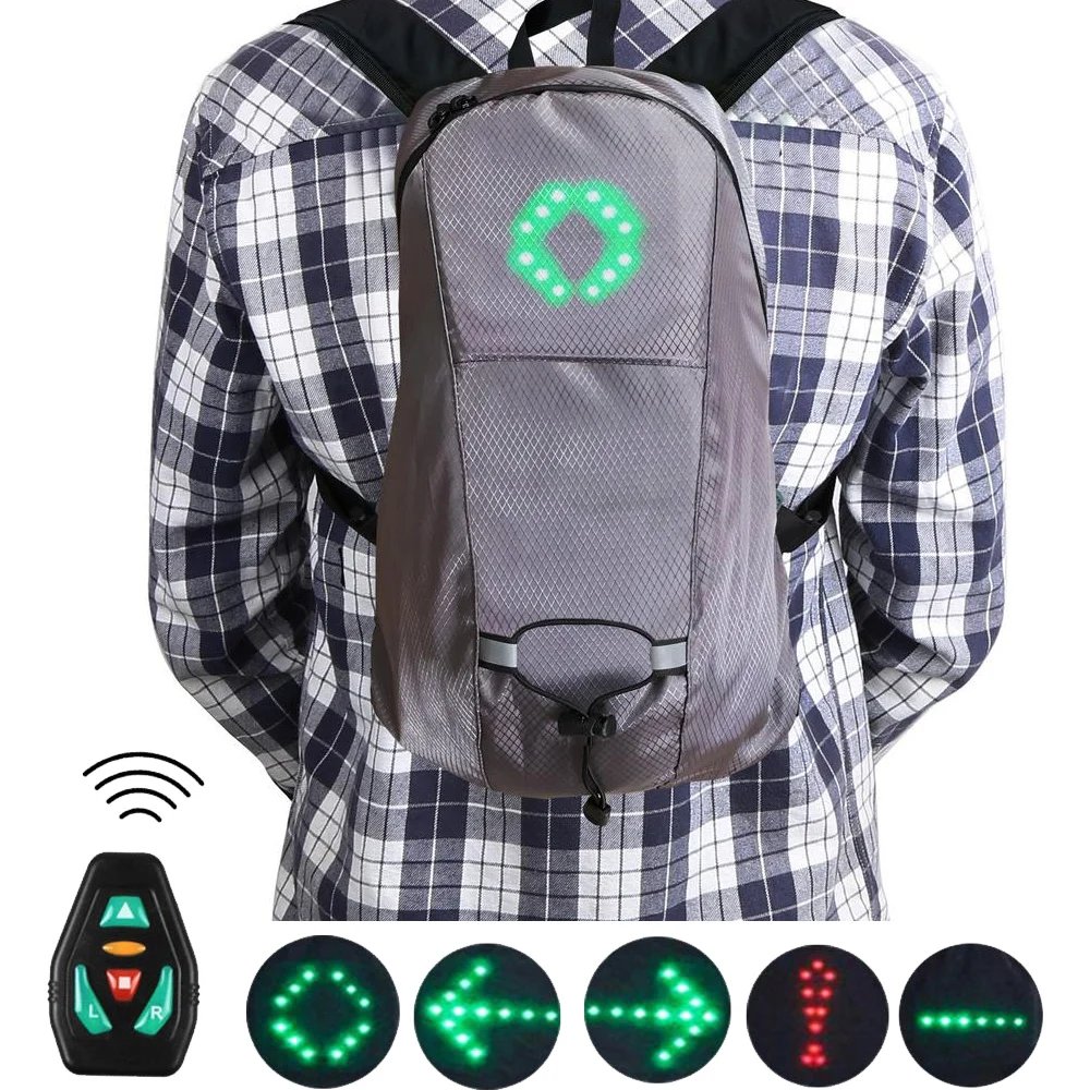 Men Wireless LED Code Light Bike Backpack Direction Indicator USB LED Turn Code Bicycle Backpack Attached Light Bicycle Bag New