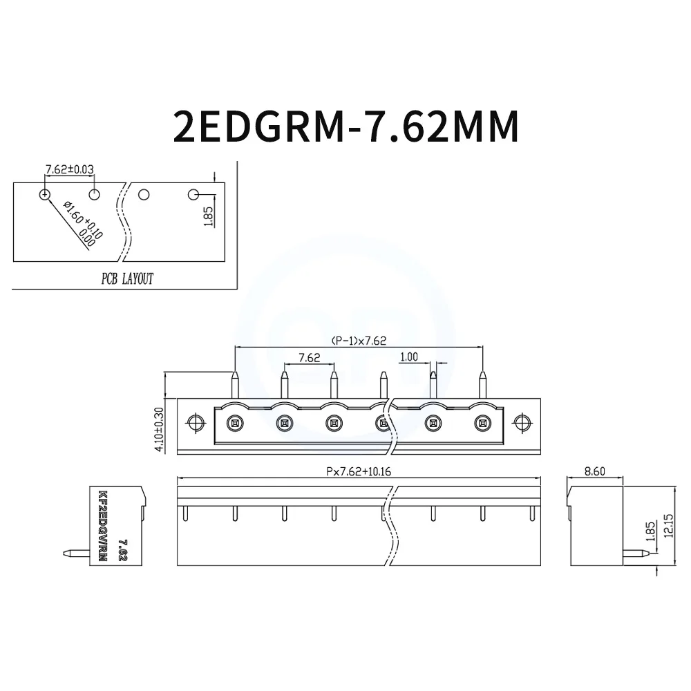 (10 Pcs) KF 2EDGRM 7.62mm Flanged Plug-in Terminal Block with Ears PCB Bent Pin Holder with Fixing JM 15EDGRM 7.62