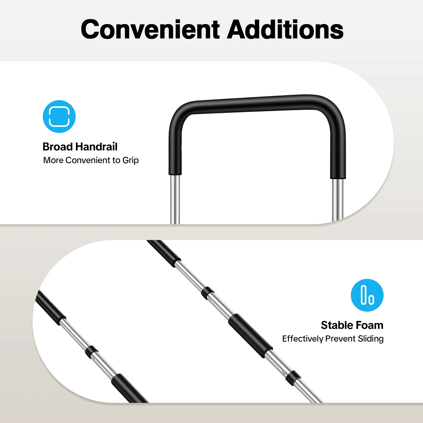 سكة أمان بجانب السرير بارتفاع قابل للتعديل، شريط مساعدة لكبار السن بسعة 300 رطل لمنع السقوط للعناية المنزلية والانتعاش