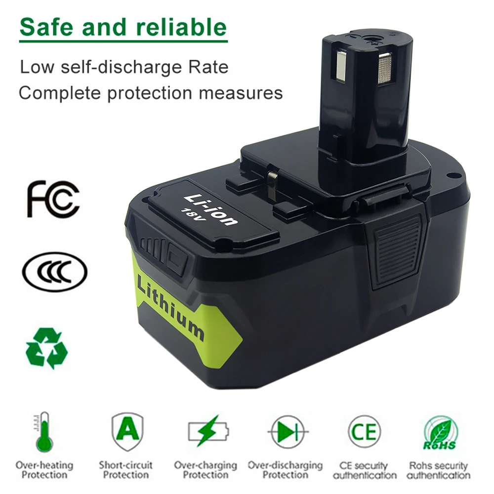 18V 8000mAh Li-ion Rechargeable Battery for Ryobi ONE+ P108 P109 P106 P105 P104 P103 RB18L50 RB18L40 BPL1820 BPL1815 RB18L60