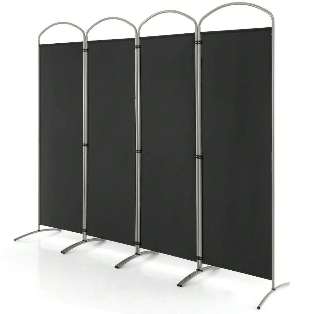 

4 Panels Folding Room Divider 6 Ft Tall Fabric Privacy Screen Black