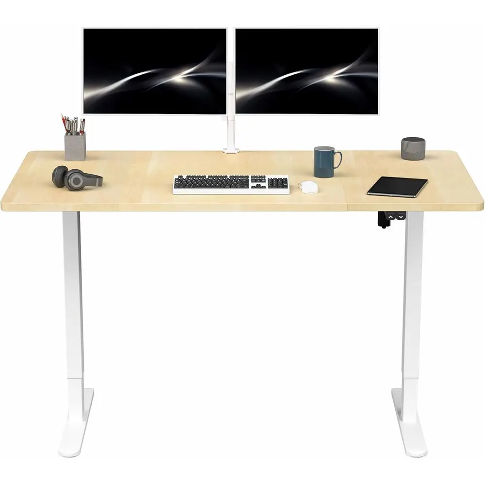

Height-Adjustable 60x30 Stand-Up Desk, Light Wood Top, Suitable for Home and Office