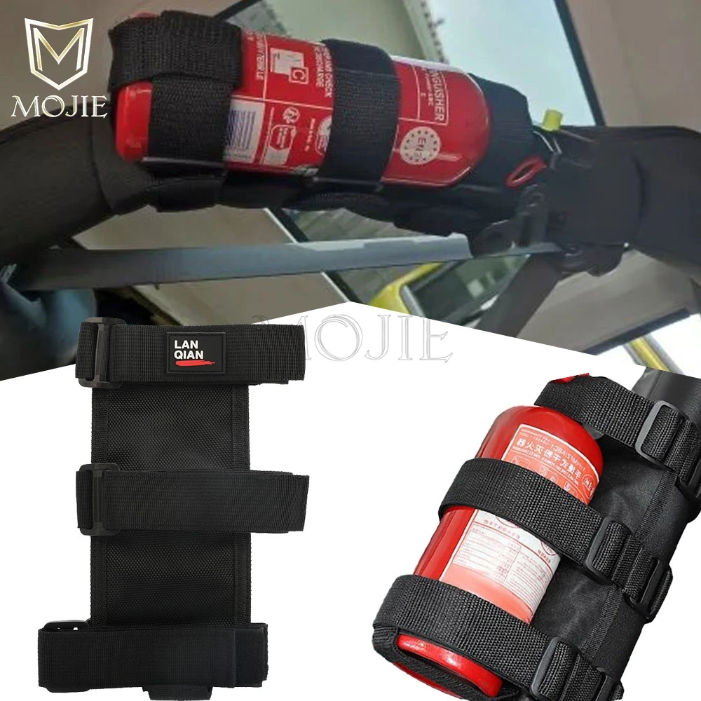 

Adjustable Extinguisher Mount Strap Oxford Cloth Car Roll Bar Fire Extinguisher Holder Belt For Jeep Wrangler TJ JK JL 1997-2024