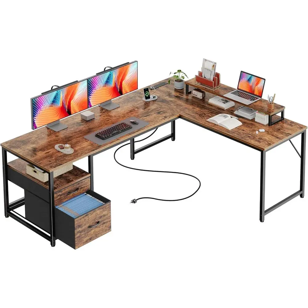 63 L-Shaped Desk Wi…