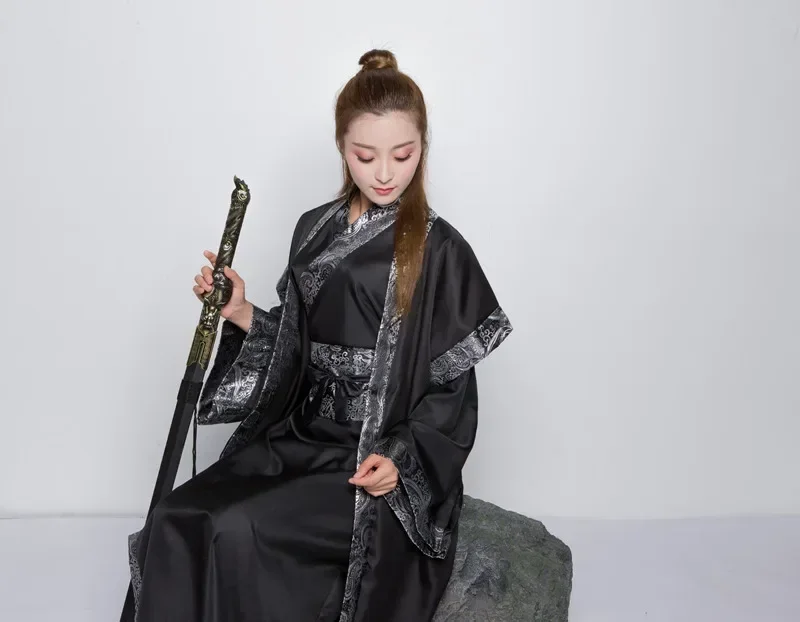 Nowy Chiński Ludowy Taniec Prosty Płaszcz Odzież Hanfu Kobiety Starożytny Kostium Rycerz Szlachetny Podróżnik Kobieta Uczona.