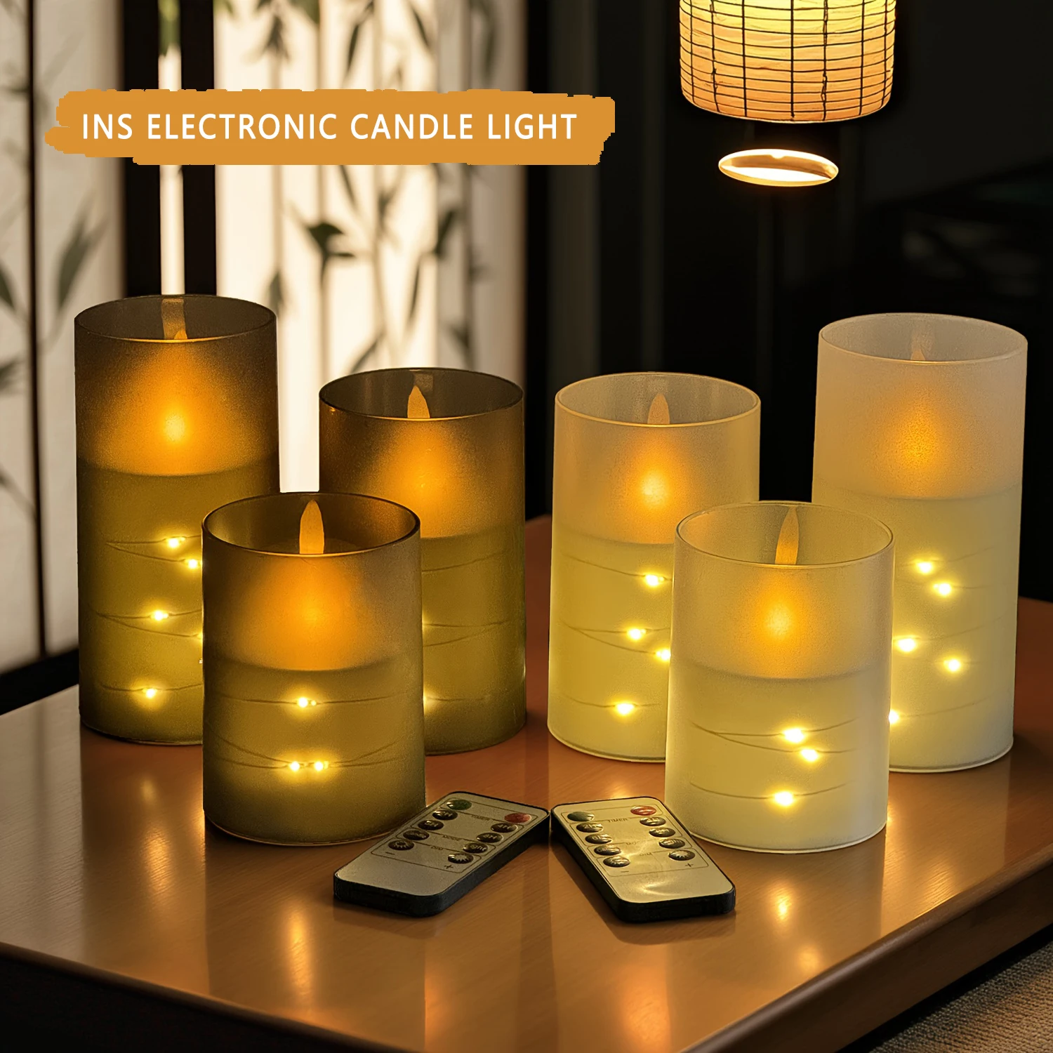 3pcs electronic flameless candle light waterproof simulation candle remote control candle LED decorative candle holiday atmosphe