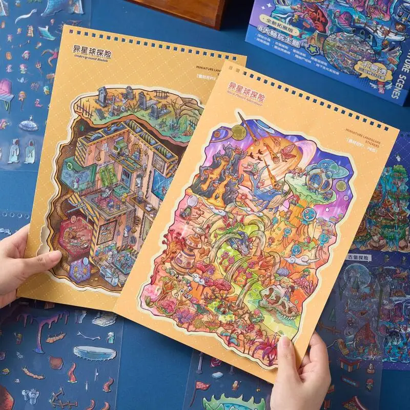 Card Lover 29 Pcs [Fantasy Town Series] 3D Landscape Stickers Collection Book Biochemical Laboratory Star Trek Scrapbooking