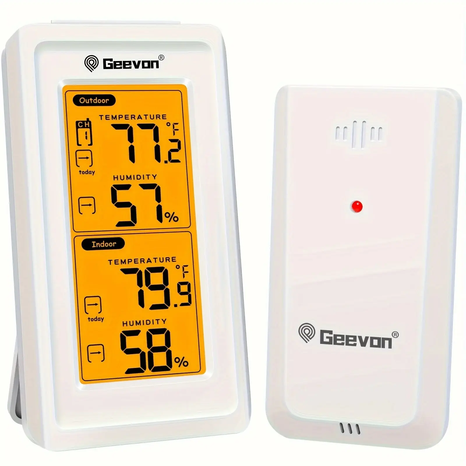 Geevon Indoor Outdoor Thermometer Backlight Digital Wireless Thermometer Temperature with LCD Receive Outdoor Thermometers