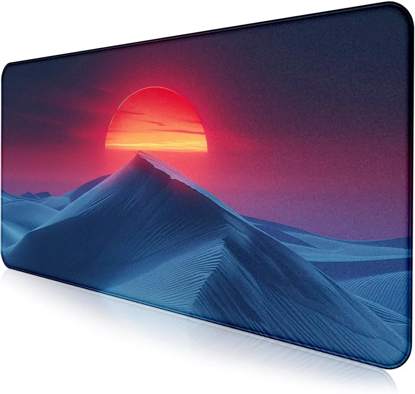 Mountain Peak Scenery XXL Mouse Pad, Sunset Hill Extended Desk Mat with Stitched Edge Anti-Slip Base for Gaming Computer