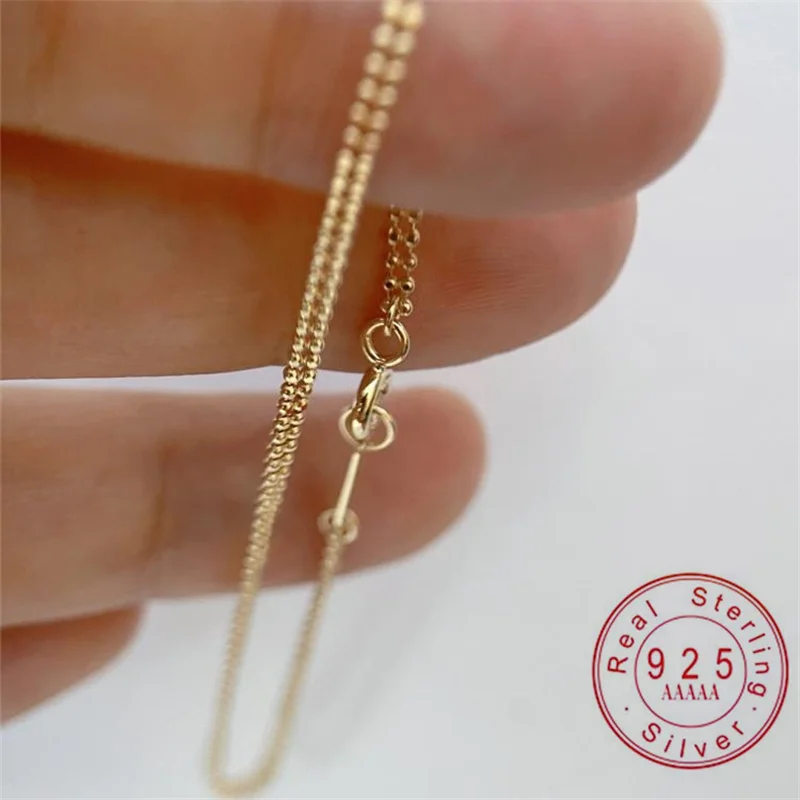 925 Sterling Silber 14K Vergoldetes Dünnes Kettenarmband Zierliches Gliederarmband Minimalistischer Stapelbarer Schmuck Geschenk für Frauen