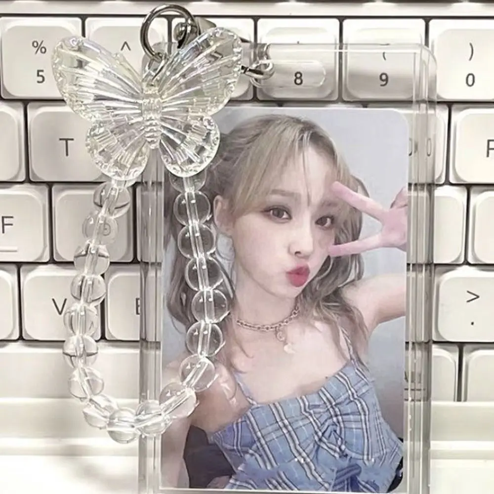 Ins Transparant Kpop Fotolijst Sleutelhanger Crystal Butterfly Hanger Diy Insert Photocard Hart Sleutelhanger Idool Kaarthouder