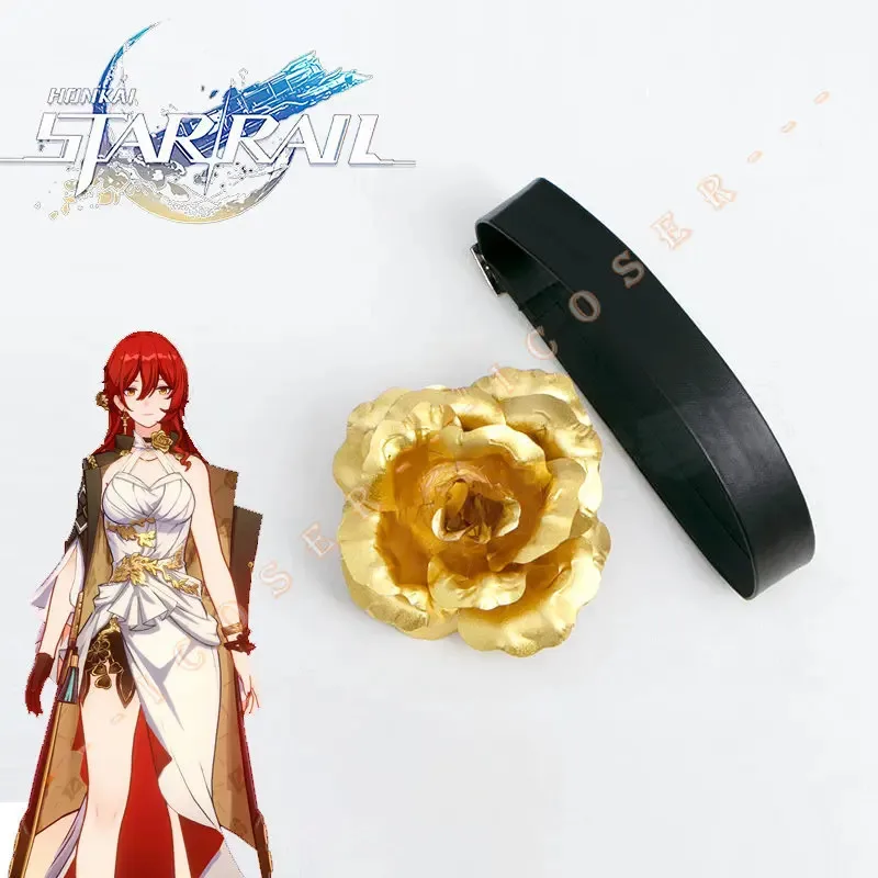 25COSGame Honkai ستار السكك الحديدية Himeko تأثيري القرط زهرة مشبك شعر أغطية الرأس قلادة نجمي اكسبرس ملحق النساء هالوين Pr