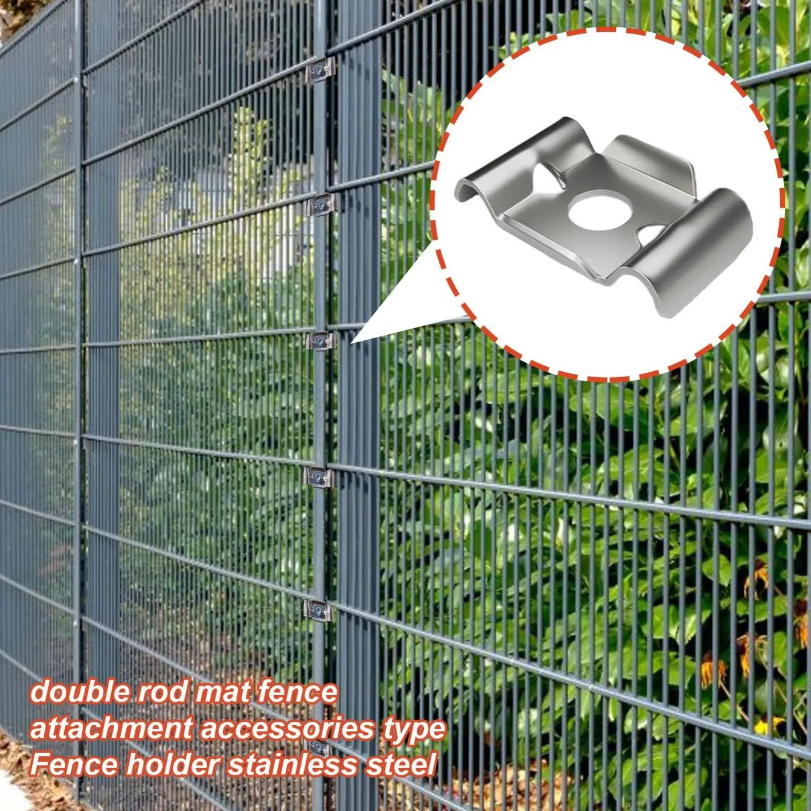 10 Pieces Double Wire Fence Panel Clamp Anti-Unauthorized Removal Design Dual-Wing Fence Post Fastener Stainless Steel Wire