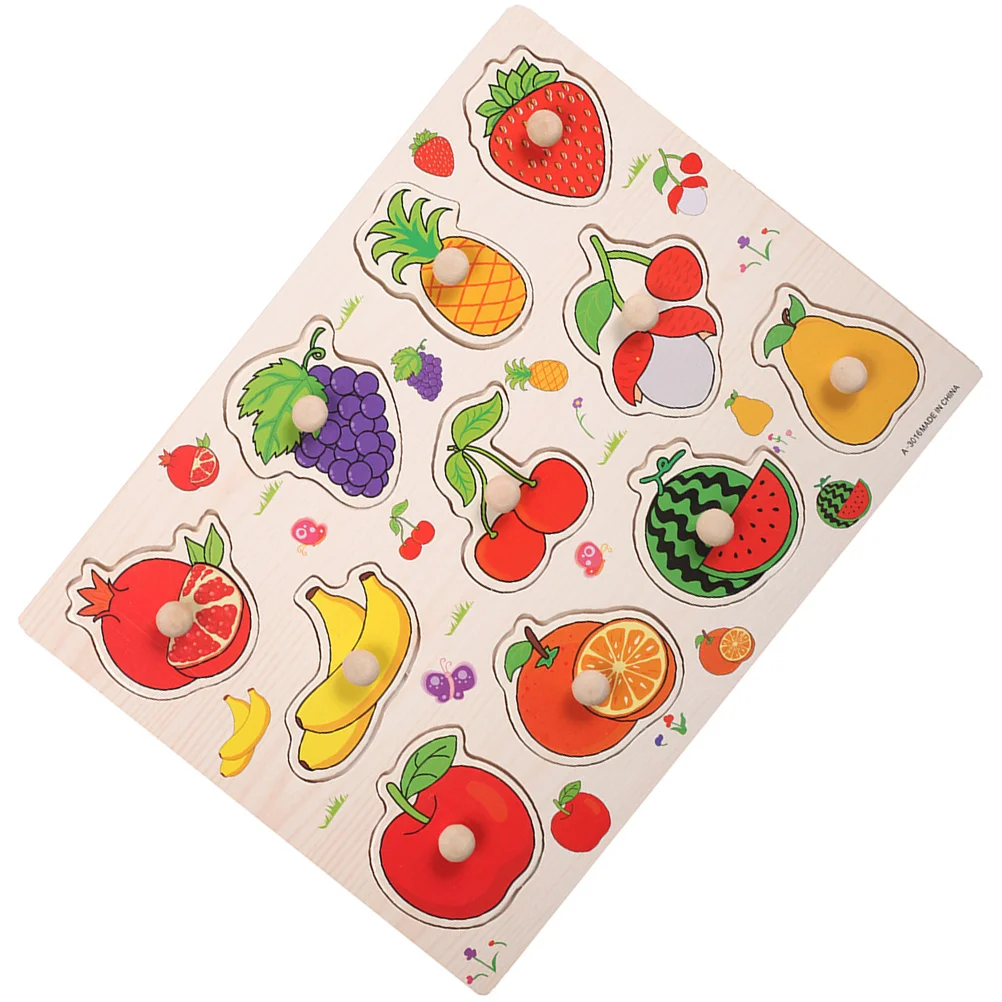 

Wooden Toddler Fruit Hand Catch Board Puzzle Durable Educational Household Learning Accessory Early Cognitive Montessori