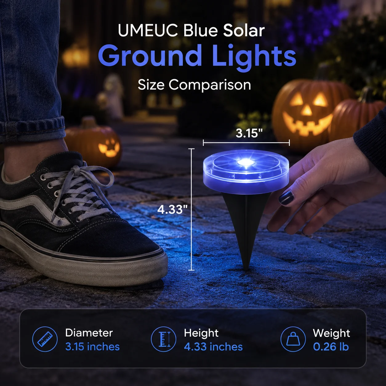 30 Pack Solar Ground Lights Outdoor, Blue LED Pathway Lights with 8 Lighting Modes, IP65 Waterproof Solar Garden Lights for Yard Lawn Walkway Patio Halloween Decorations