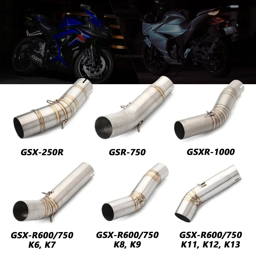 Para suzuki gsxr600 750 1000 gsx250r gsr750 tubo de escape ligação intermediária deslizamento em tubo de escape sistema silenciador acessórios da motocicleta