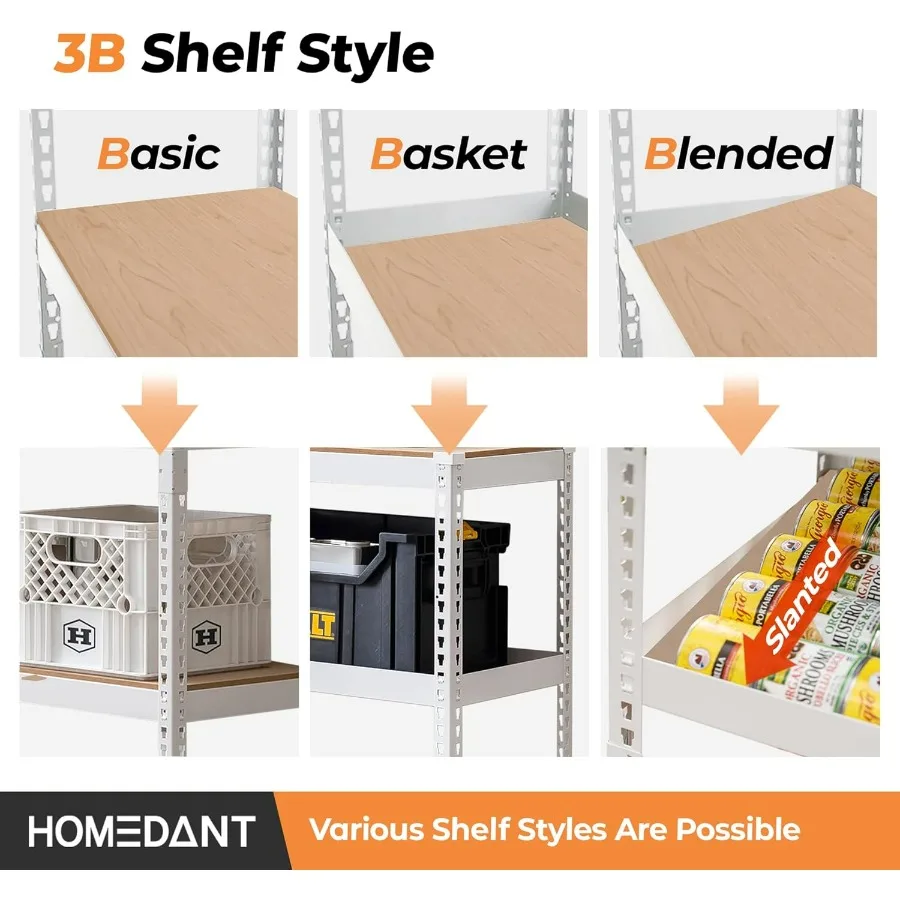 5 الطبقة الأبيض رفوف التخزين قابل للتعديل مغلفة Boltless المرآب رفوف معدنية وحدة الثقيلة فائدة رف الرف مستودع Pa #5