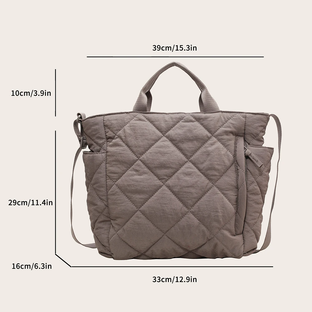 

Women Quilted Tote Bag Lightweight Puffer Hobo Handbag Large Capacity Fluffy Crossbody Bag Satchel Travel Bag Commuting Bag