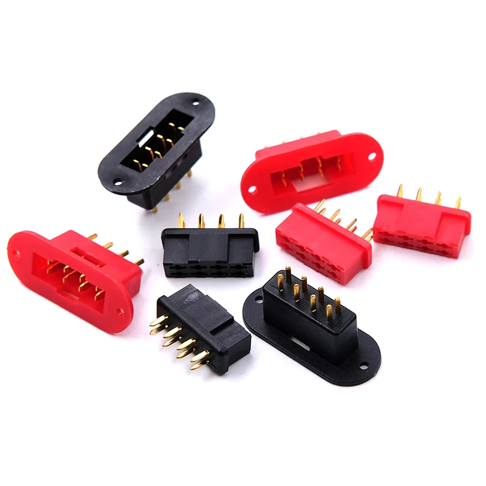 1 Pair MPX 8Pin Gold Plated Multi-Wire Male Femal Plug For RC Airplanes Glider Model(Red/ Black)