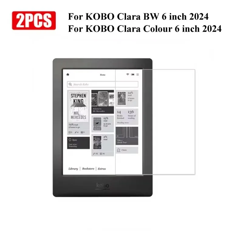 2 uds Protector de pantalla de vidrio templado para KOBO Libra 2 Clara Color BW Clear KOBO Clara 2E 6,0 Elipsa 2E 10,3 película protectora