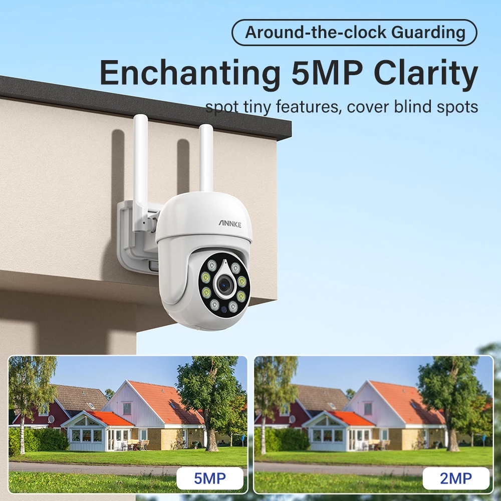 Annke H.264 + 5MP نظام CCTV لاسلكي 16CH NVR طقم مراقبة الفيديو اللون للرؤية الليلية اتجاهين الصوت واي فاي كاميرا PTZ 3.6 مللي متر