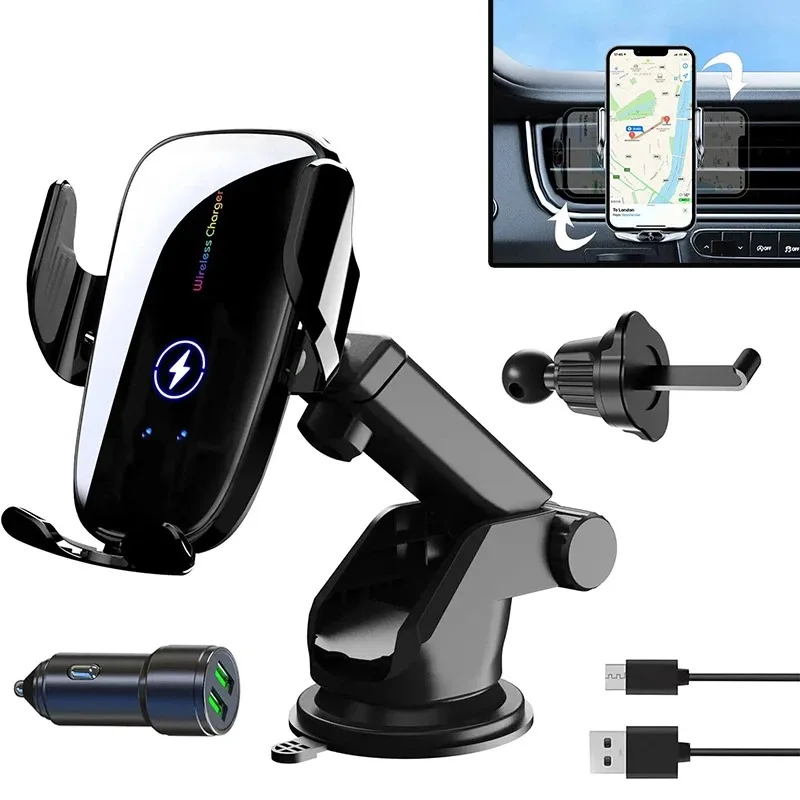 

Magnetic Smart phone Holder 15W Fast Charging Automatic Clamping Car Wireless Charger for IPhone 15/14/13/12/ 11Pro Max Xs
