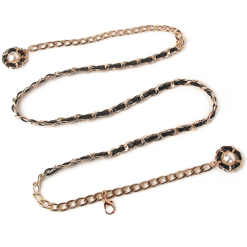 

45'' Elegant Women Chain Belts With Decor Pearl Pendant