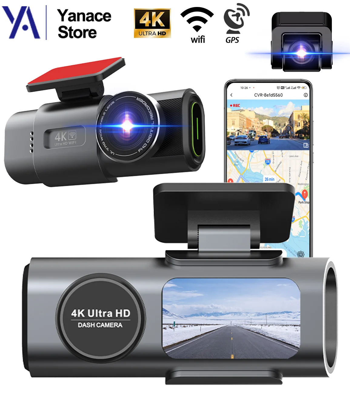 Dash Cam 4K Reverse camera for car Camera 1080P WIFI Video Recorder  DVR With GPS Support Car Camera Car Electronic Devices