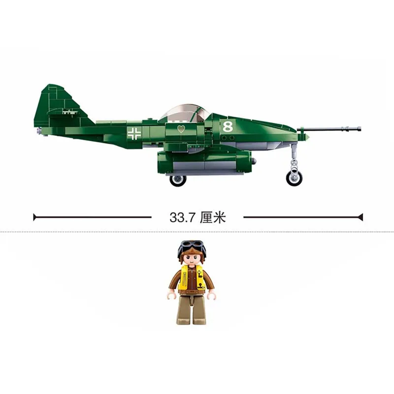 Military WW 2 II Battle of Budapest Messerschmitt Me-262 Fighter Army Weapon Building Blocks Kit Bricks Classic Model Toys Gift