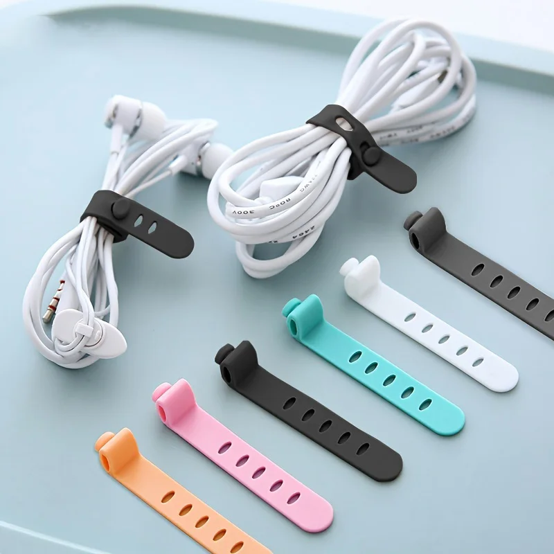 5PCS Kabel Organizer Krawatten Clip Ladegerät Kabel Management Weiche Silikon Draht Manager Maus Kopfhörer Halter Daten Linie Wickler riemen