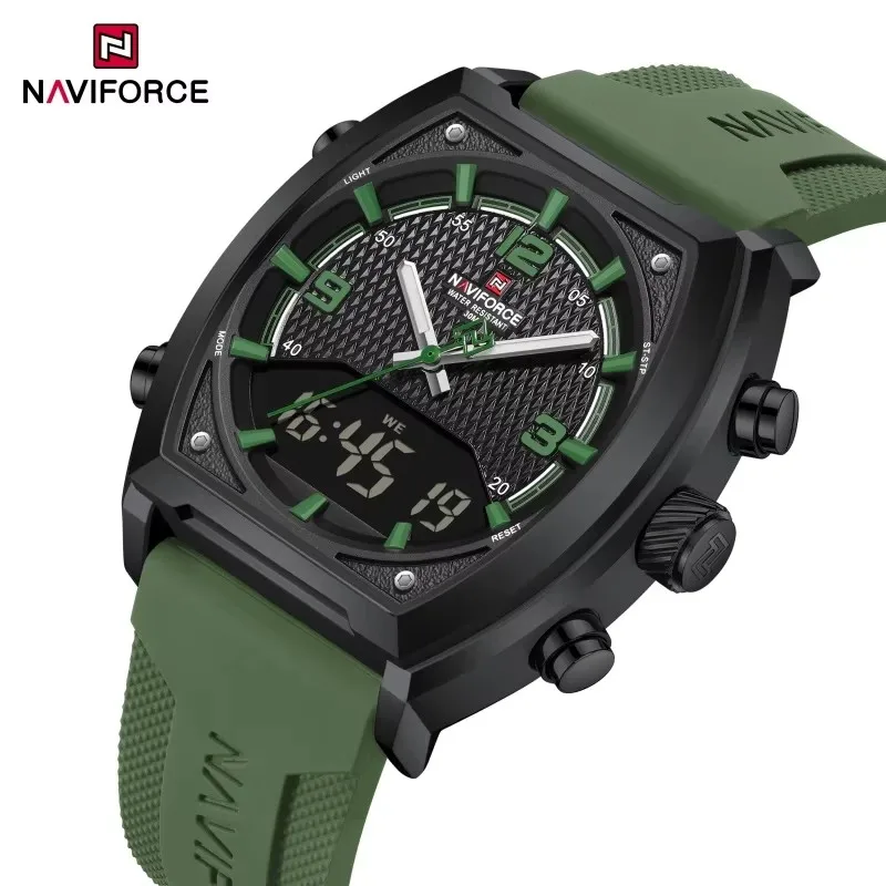 NAVIFORCE Men Dual Display Watch 3ATM Waterproof Luminous Silicone Strap Sport Casual Wristwatch Gifts box view 6