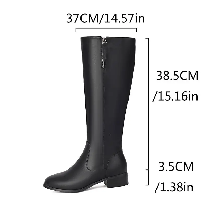 REAVE CAT 2026 New Women Knee High Boots Round Toe Mid Heels 3.5cm Zipper Plus Size 45 46 47 48 Fashion Dating Female Booties