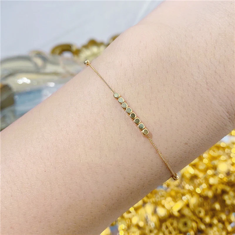 

Fine 18K Yellow Gold Bracelet Women AU750 Gold Geometry Bracelet