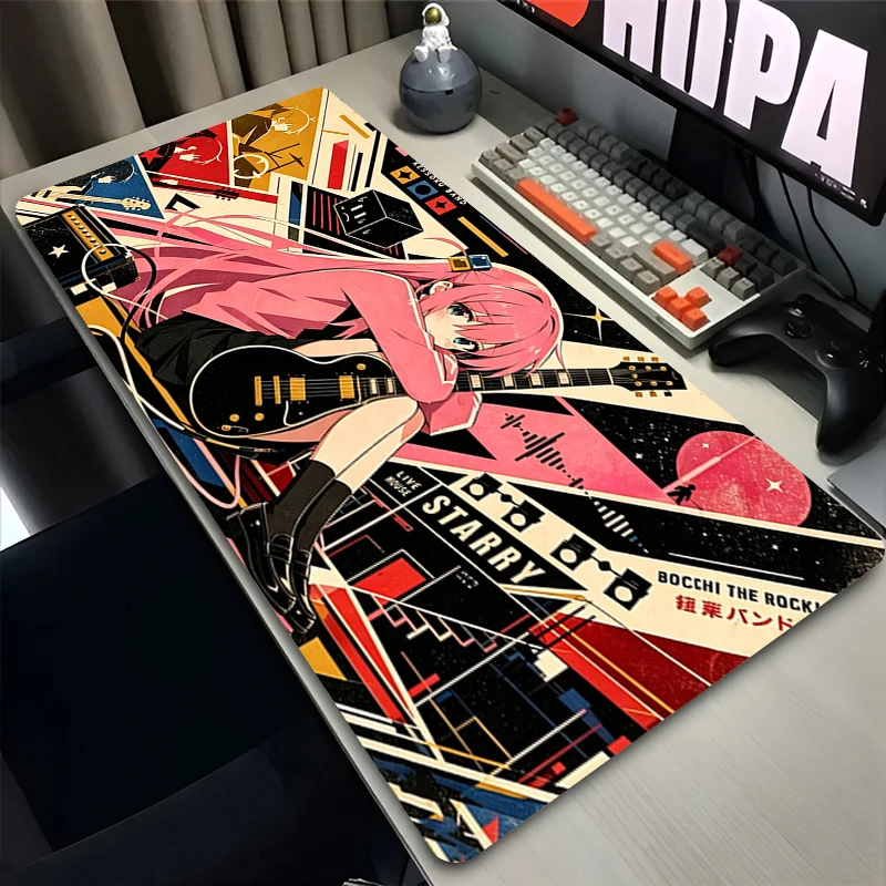Cute Anime Mouse Pads Gaming Extended Keyboard Pad B-bocchi The R-rock Office Desk Mat Locking Edge E-sports Gamer MousePads
