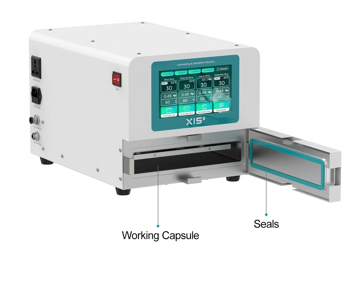 آلة تصفيح الفراغ X15S مقاس 15 بوصة تصفيح احترافي لجميع أنواع شاشات LCD شاشات منحنية/مستقيمة