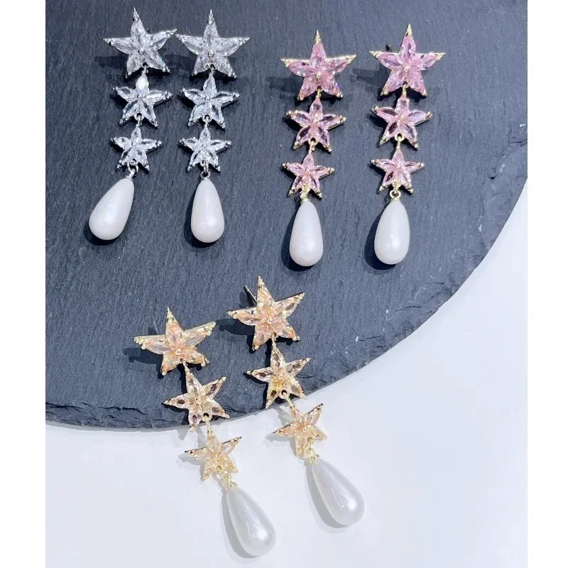 New Exquisite Zircon Star Shine Crowd Full Diamond Sparkling Star Temperament Versatile Ear Studs Female Ornament