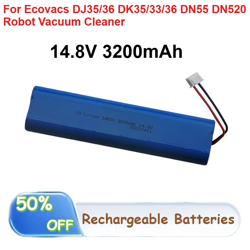 

14.8V 3200mAh Lithium Battery for Ecovacs DJ35/36 DK35/33/36 DN55 DN520 Robot Vacuum Cleaner Batteries Rechargeable