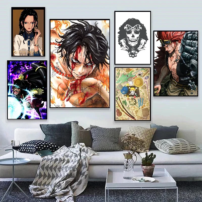 Anime Movie Poster One Piece Canvas Painting Monkey D. Luffy Wall Decorations Living Room Wall Sticker Decorative Painting