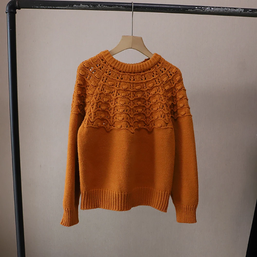 الكورية س الرقبة متماسكة الجوف خارج البلوز سترة المرأة مزاجه أنيقة فضفاضة بلون كل مباراة البلوزات محبوك الدافئة