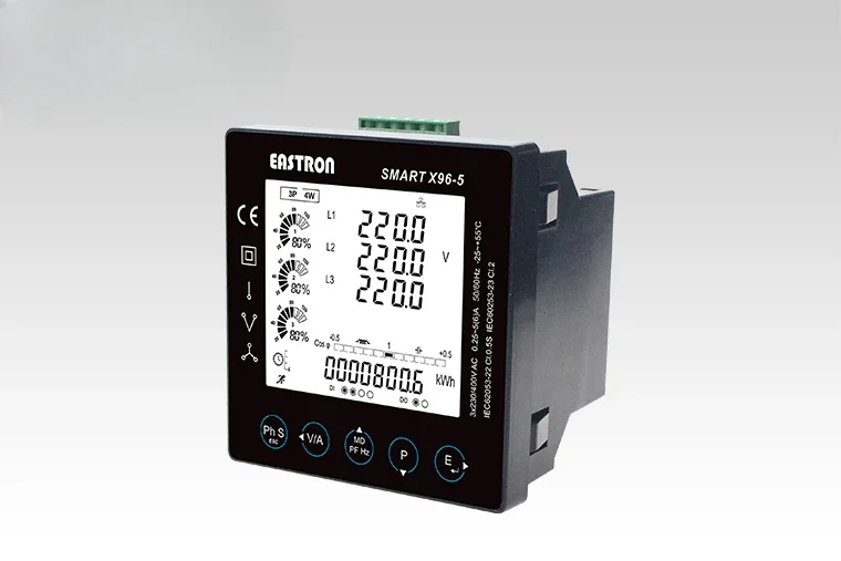 Smart X96-5F triphasé multifonction 85 paramètres électriques mesurés 2 ~ 63ème THD RS485 Modbus/Mbus panneau numérique