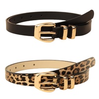 Leopard Print Pu Women's Belt Trendy Casual Versatile Jeans Accessories Girdle Y2k Girls Black Leather Gold Pin Buckle Waistband