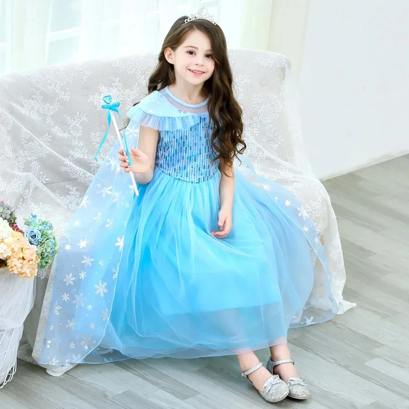 Elsa Costume Frozen LED Princess Dress Snow Queen Fancy Cosplay Party Elegant Toddler Light Up Carnival Halloween Clothes 2-10Y