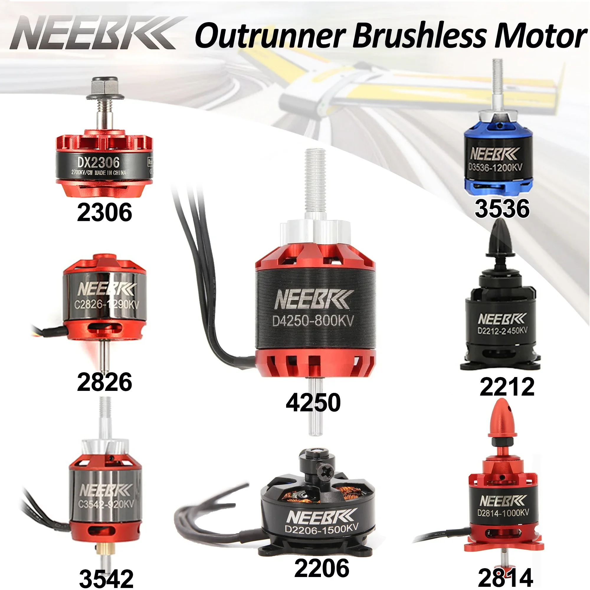 

2206 2212 2306 2814 2826 3536 3542 4250 RC Outrunner Brushless Motor for Fixed-wing FPV Drone Racer Quadcopter Airplane Lift-off