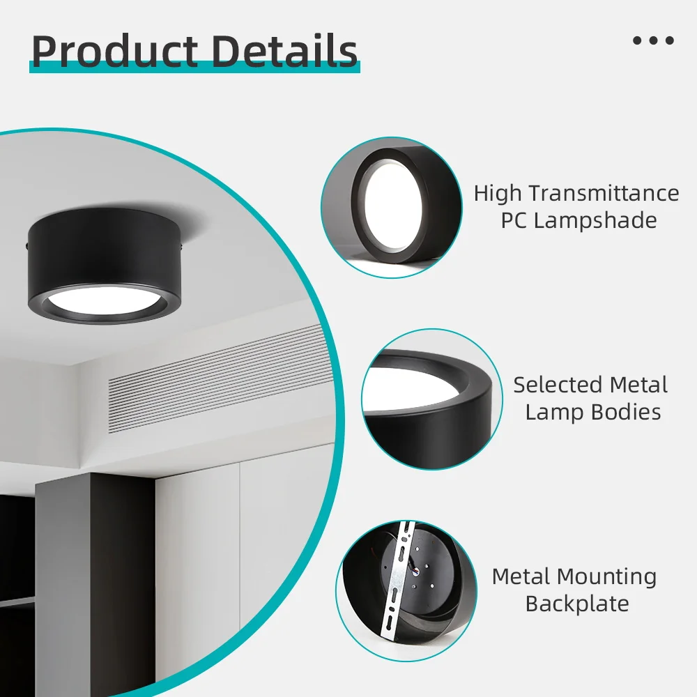 Surface Downlight Mounted LED Side Luminescent Ceiling Light 20W 30W Nordic Style Dimmable LED Downlight Spotlight Ceiling Light