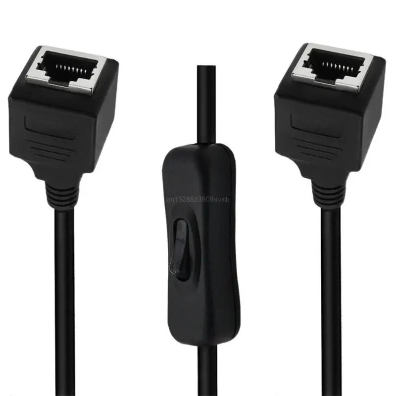Ethernets Extension Cord CAT6e RJ45 Extension Cord with On Off Switchs Male to Female/90Degree RJ45 Networks Cable