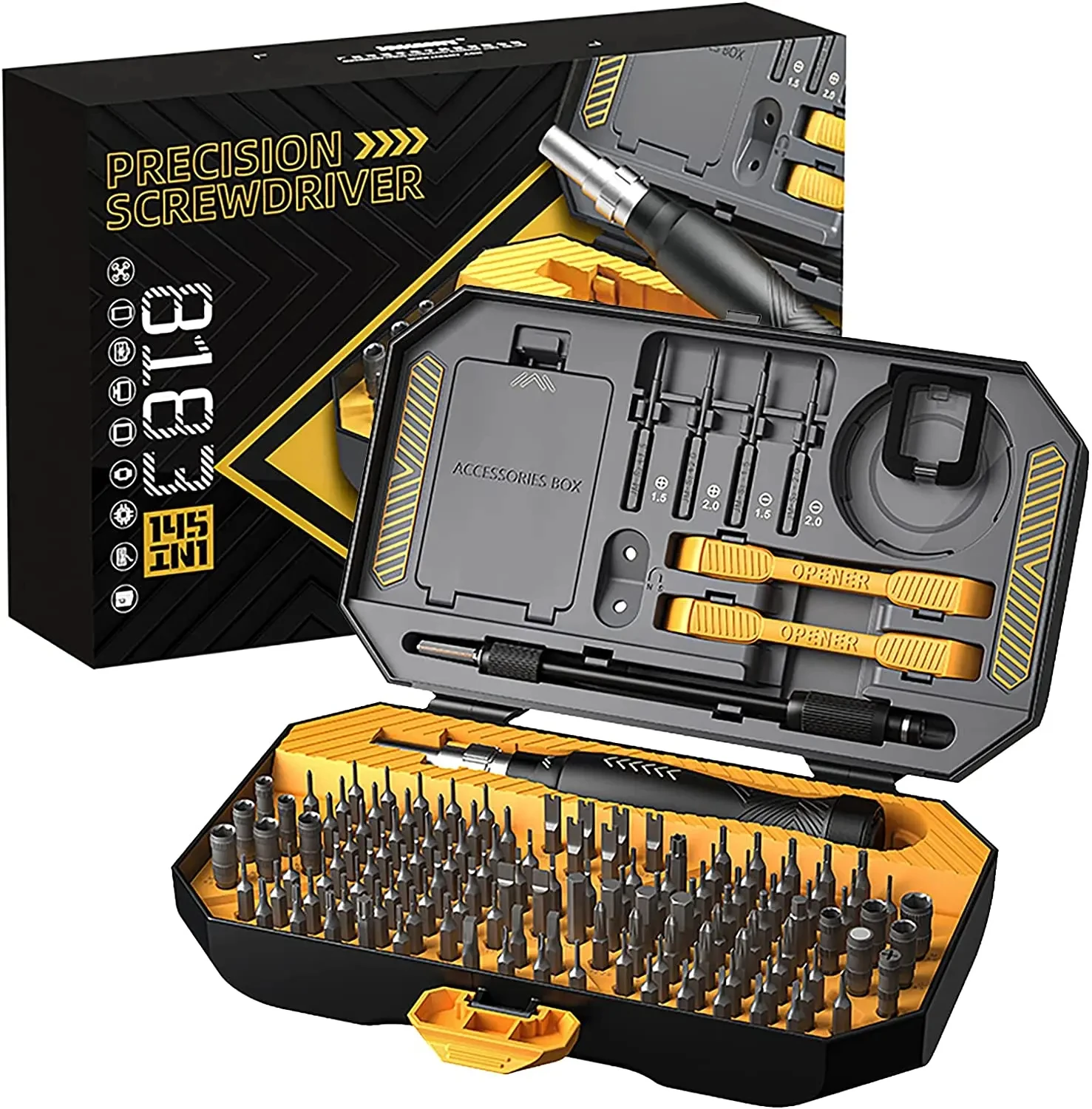 145 in 1 Precision Screwdriver Set Professional Electronics Repair Hand Tool kit with 132 Bits Magnetic Driver Kit Magnetic Bits